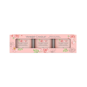 Picture of FRESH CUT ROSES SIGNATURE 3 PACK FILLED VOTIVE
